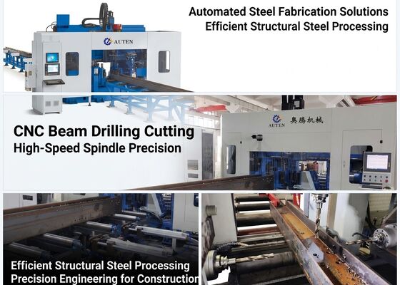 Köprü Fabrikasyonu Yüksek Hızlı CNC H Çubukları Borma Testere Makinesi Kullanmak